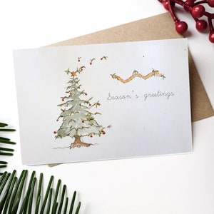 Tree of Birds Card | Holiday Seasons | Season‘s Greeting | Watercolor Card | Christmas Tree