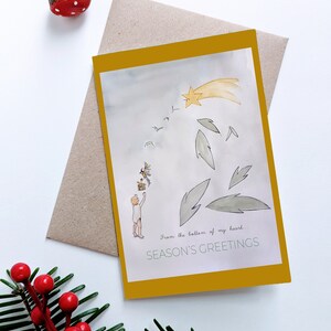 From the Bottom of My Heart Grußkarte | Weihnachtszeit | Weihnachtsgrüße | Aquarell Karte | Baby und Vogel
