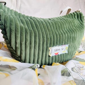 Khaki corduroy fanny pack, Khaki corduroy half moon bag