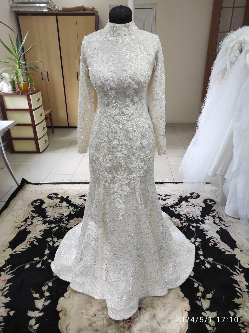 chinese dress ladies Bohemian Lace Wedding Dress With Long Sleeves