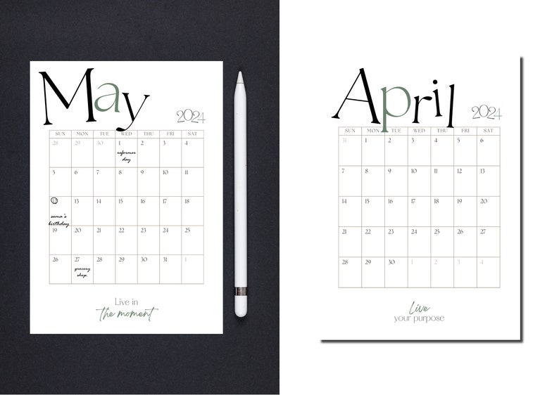 2024 Printable Minimalist Calender Minimalist Digital - Etsy