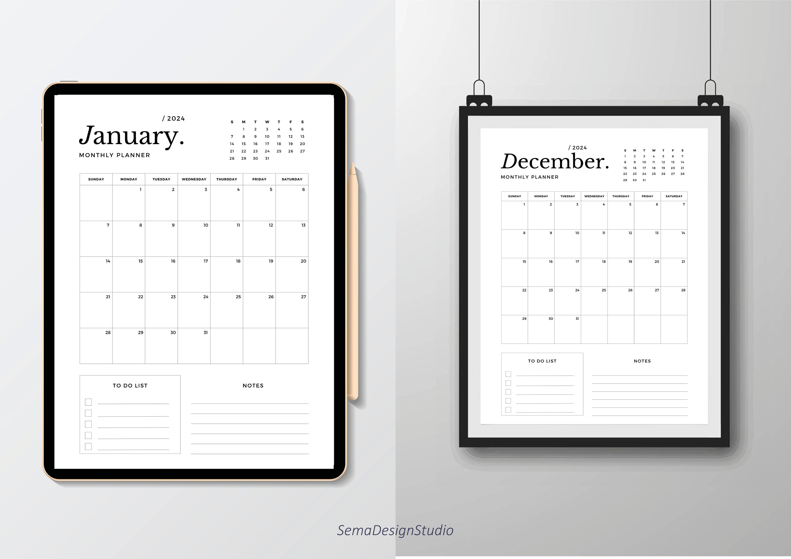 Monthly And Yearly Calendar