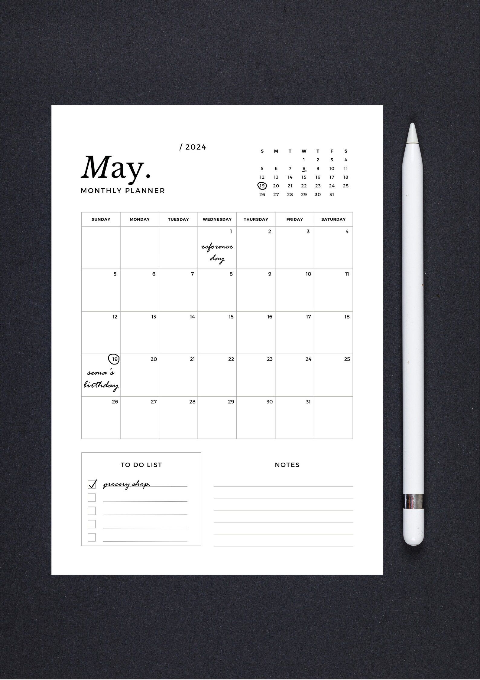 2024 monthly and yearly calendar 2024 minimal black and white monthly