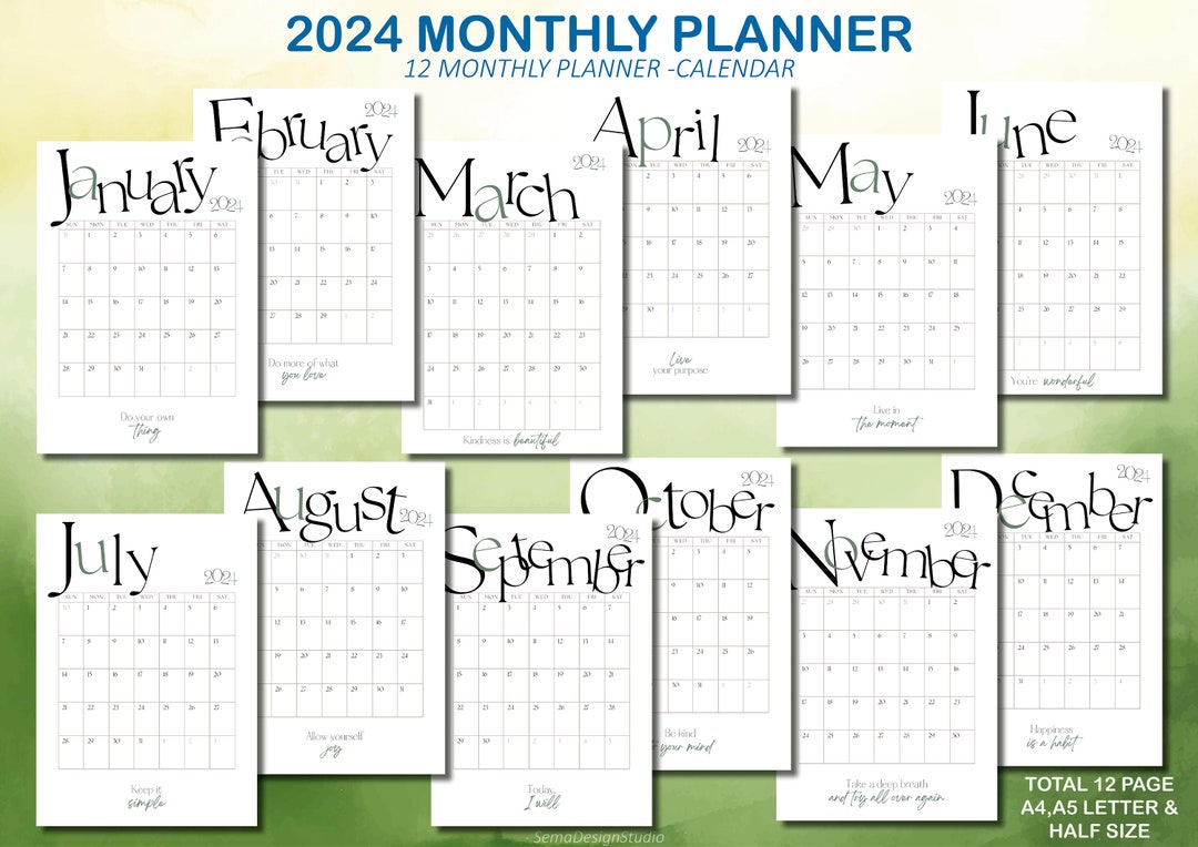 2024 Printable Minimalist Calendar Minimalist Digital - Etsy