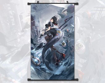 Anime Scroll Painting Zenless Zone Zero ZZZ Ellen Joe Wall Art Hanging Poster Home Decor