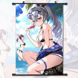 Anime Scroll Painting Honkai Star Rail Silver Wolf Wall Art Hanging Poster Home Decor