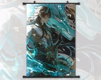 Anime Scroll Painting Honkai Star Rail Dan Heng Imbibitor Lunae Wall Art Hanging Poster Home Decor