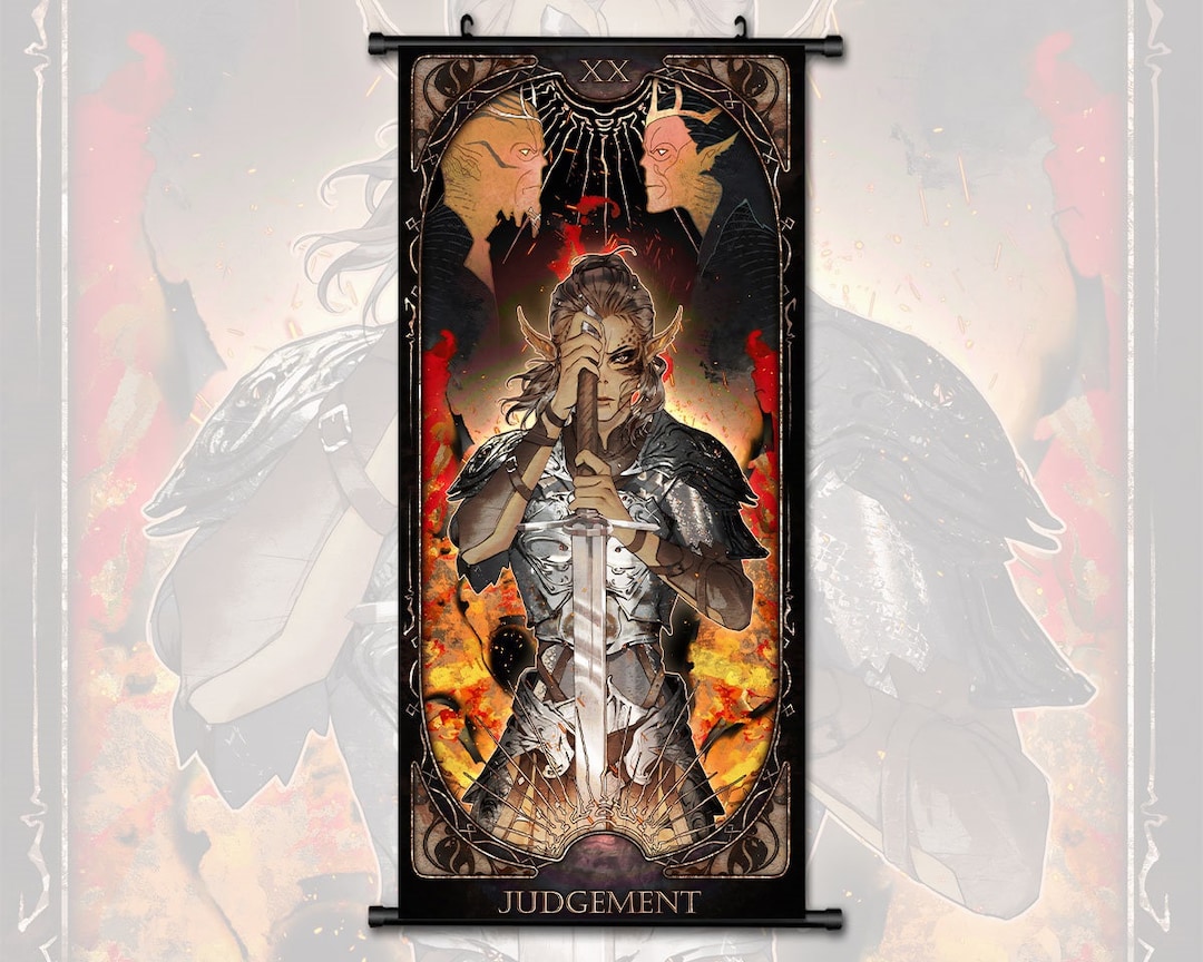 Anime Scroll Painting Baldur's Gate 3 Lae'zel Wall Art Hanging Tarot Poster Home Decor