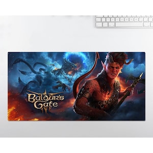 Baldur&#39;s Gate 3 Karlach RGB LED 大型マウスパッド、デスクマット、マウスパッド、ゲーミングマウスパッド、キーボードパッド、ギフト