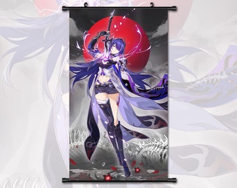 Anime Scroll Painting Honkai Star Rail Acheron Wall Art Hanging Poster Home Decor