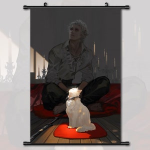 Anime Scroll Painting Baldur&#39;s Gate 3 Astarion Wall Art Hanging Poster Home Decor
