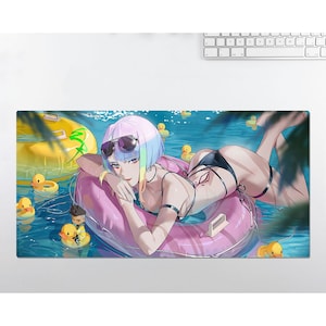 Anime RGB LED Large Mouse Pad, Cyberpunk Edgerunners Lucy, Desk Mat, Mousepads ,Gaming Mousepad Keyboard Pad , Gift