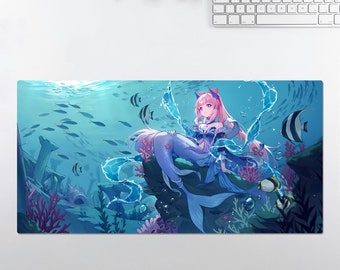 Anime RGB LED Large Mouse Pad, Genshin Impact Sangonomiya Kokomi, Desk Mat, Mousepads, Gaming Mousepad Keyboard Pad, Gift