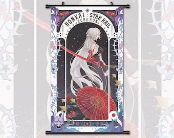 Anime Scroll Painting Honkai Star Rail Acheron Wall Art Hanging Poster Home Decor