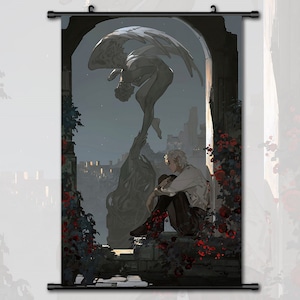 Anime Scroll Painting Baldur's Gate 3 Astarion Wall Art Hanging Poster Home Decor