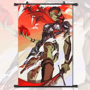 Anime Scroll Painting Baldur&#39;s Gate 3 Lae&#39;zel Wall Art Hanging Poster Home Decor