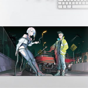 Anime RGB LED Large Mouse Pad, Cyberpunk Edgerunners Lucy, Desk Mat, Mousepads ,Gaming Mousepad Keyboard Pad , Gift
