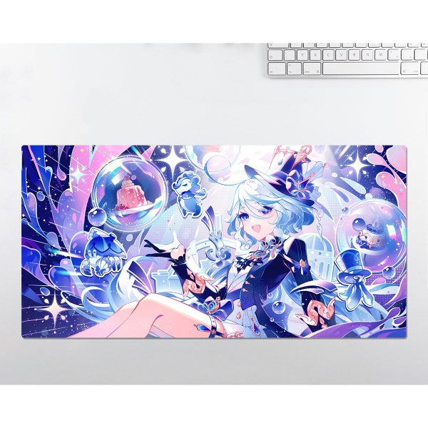 Anime RGB LED Large Mouse Pad, Genshin Impact Furina, Desk Mat, Mousepads,Gaming Mousepad Keyboard Pad, Gift