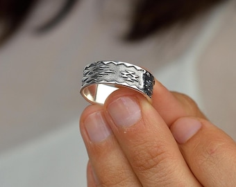 Sterling Silver Kanatitsa Ring Bulgarian Symbol Band Handmade Protective Jewelry