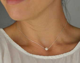Pearl Necklace Silver 925 Minimalist Pearl Necklace Dainty Pearl Necklace Natural Pearl Jewelry Gift for Her
