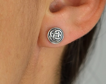 Sterling Silber Keltischer Knoten Ohrstecker: Oxidierter handgemachter Schmuck