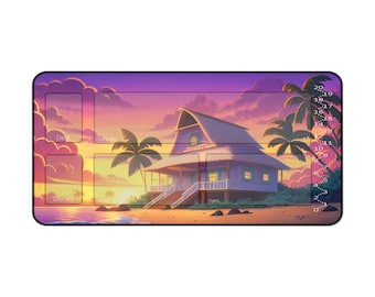 Lorcana Beach House Playmat with Lore Counter and Card Zones