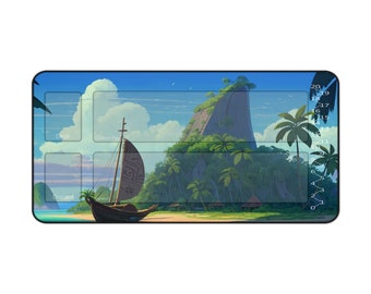 Lorcana Polynesian Island Playmat with Lore Counter and Card Zones