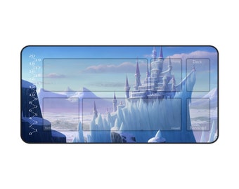 Lorcana Ice Castle Playmat with Lore Counter and Card Zones