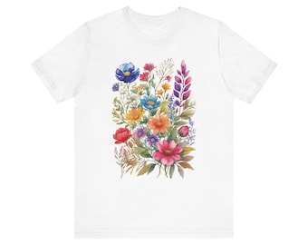 Camiseta con estampado floral: Camiseta unisex de algodón - Vibras de verano