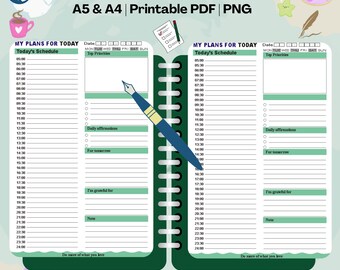 Planificador estético con páginas imprimibles diarias, semanales y mensuales (PDF)