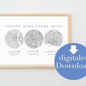 Imagen de coordenadas digitales, enamorados, comprometidos, casados con lineart, cartel de la ciudad como descarga para imprimir uno mismo, regalo romántico