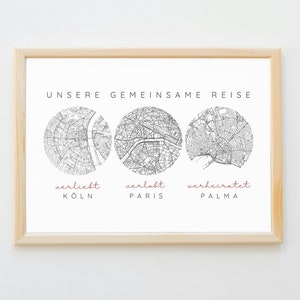 Personalisiertes Städte-Poster als Geschenk, verliebt, verlobt, verheiratet Koordinaten Bild mit Lineart auf Recyclingpapier