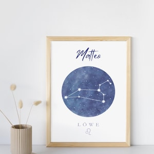 personalisiertes Sternzeichen Poster, Sternbild und Namen (Print DIN A4/A5) als Geschenk + Dekoration im Kinderzimmer, Wohnzimmer und mehr
