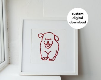 Dog portrait based on your photo to print out, funny drawn pet portrait, personalized poster gift for dog lovers