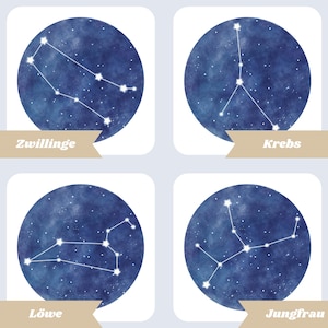 Zodiac poster personalized with constellation of the constellation, name and date of birth print on DIN A4 / A5 as a gift image 6