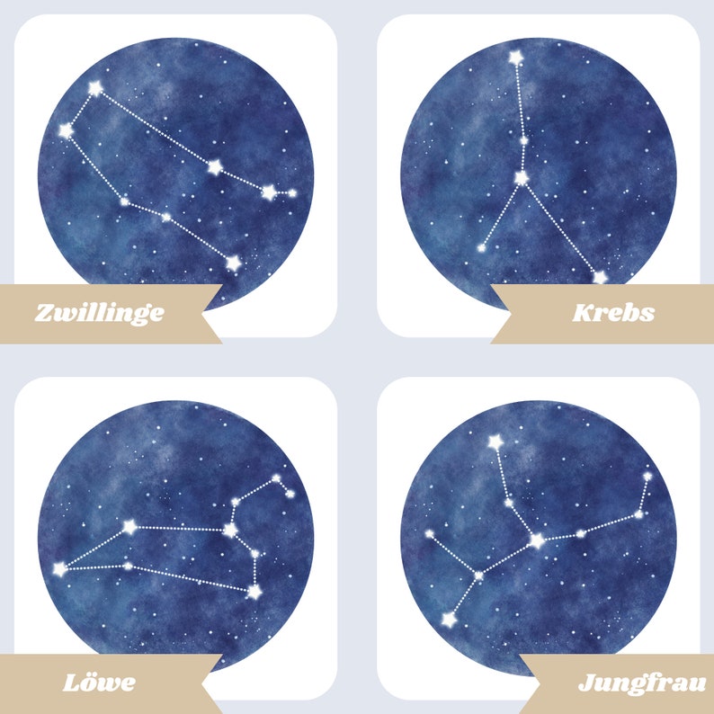 Zodiac poster personalized with constellation of the constellation, name and date of birth print on DIN A4 / A5 as a gift image 6