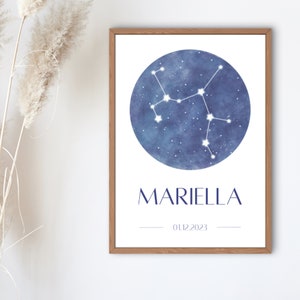 Zodiac poster personalized with constellation of the constellation, name and date of birth print on DIN A4 / A5 as a gift image 4