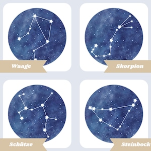 Zodiac poster personalized with constellation of the constellation, name and date of birth print on DIN A4 / A5 as a gift image 7