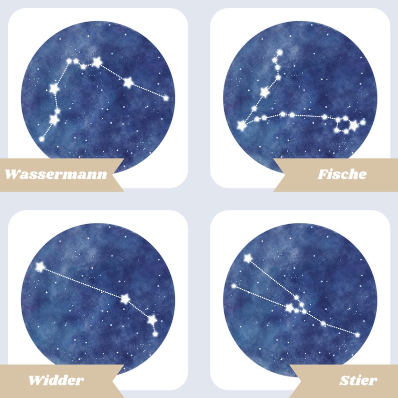 Zodiac poster personalized with constellation of the constellation, name and date of birth print on DIN A4 / A5 as a gift image 5