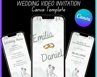 Wedding Video Invitation Template | Animated Wedding Invitation | Save the Date Video | Customizable Canva Template | Digital Download
