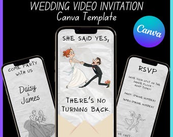 Funny Wedding Video Invitation Template with RSVP, Customizable Canva Animated Wedding Template, Digital Download, Personalized Invitation.