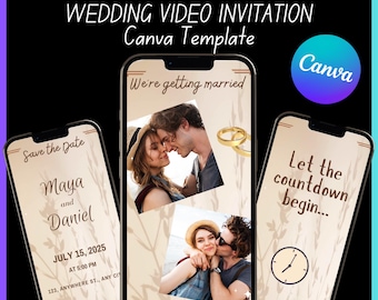 Wedding Video Invitation Template | Animated Wedding Invitation | Save the Date Video | Customizable Canva Template | Digital Download