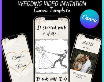 Funny Wedding Video Invitation Template | Animated Wedding Invitation | Save the Date Video | Customizable Canva Template | Digital Download