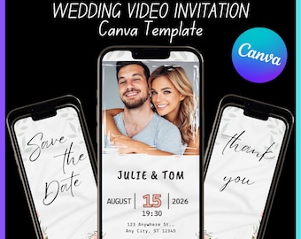 Wedding Video Invitation Template | Animated Wedding Invitation | Save the Date Video | Customizable Canva Template | Digital Download