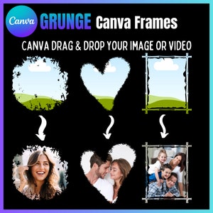 Grunge Canva Frame Template, Customizable Canva Grunge Frames, Canva templates, Canva custom made frames, Mockup templates.