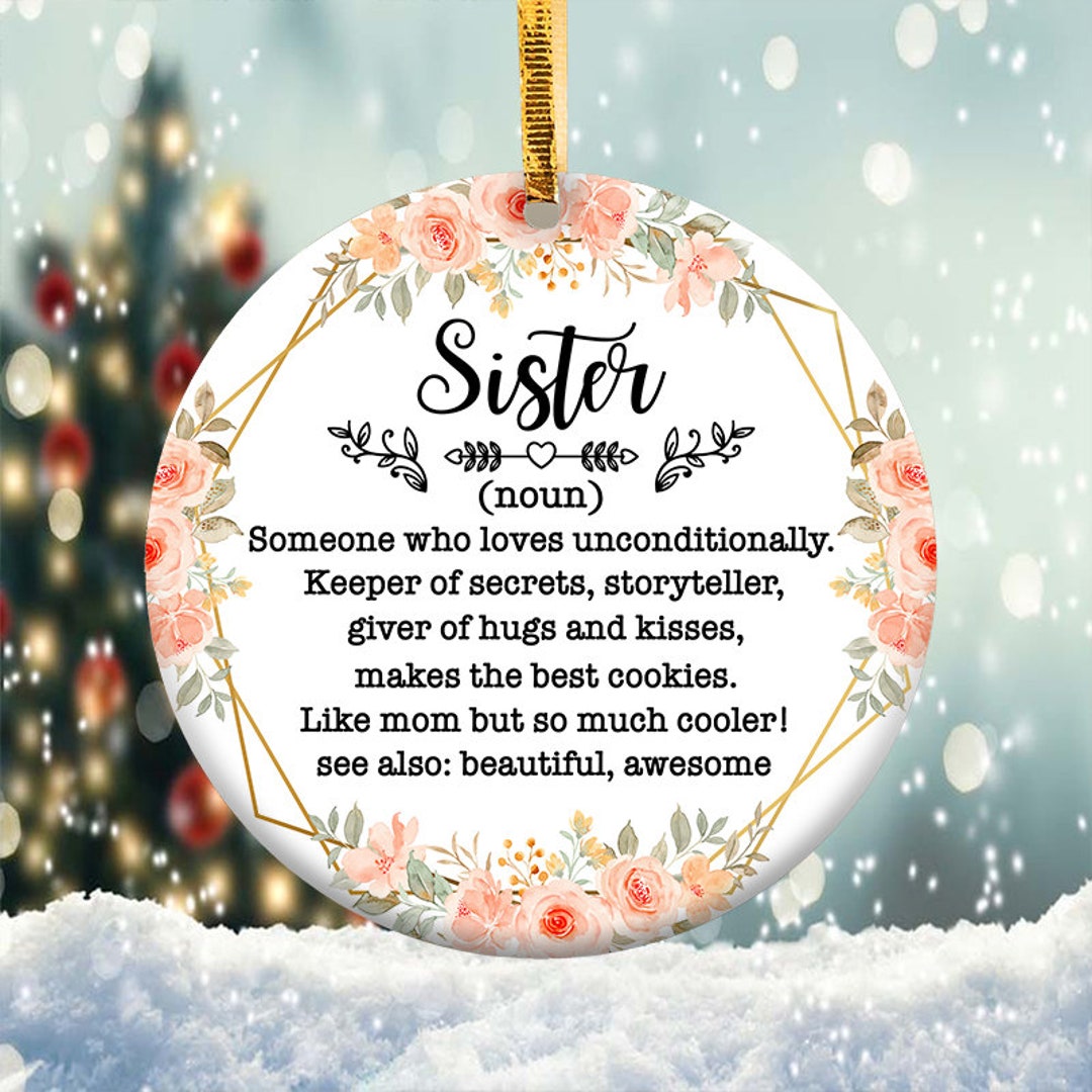 Sister Noun Ornament Png, Round Christmas Ornament, PNG Instant