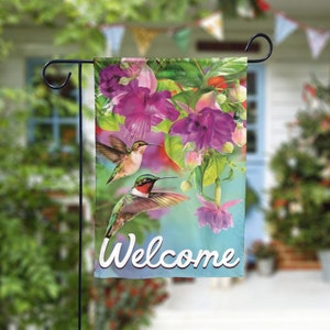 Hummingbird Welcome Garden Flag - 12x18 Garden Flag Sublimation Design Download PNG File Instant Download