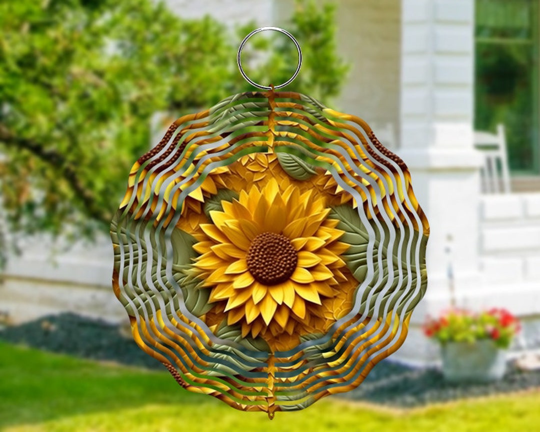 Sunflowers Wind Spinner PNG File Floral Hanging Wind Spinners Etsy
