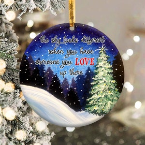 Memory The Sky Looks Different Ornament Png, Round Christmas Ornament, PNG Instant Download, Xmas Ornament Sublimation Designs Downloads