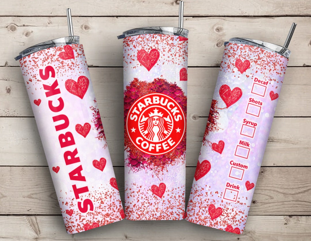 Starbucks Valentine Tumbler PNG, 20oz Skinny Tumbler PNG, Sublimation Design Download, Coffee